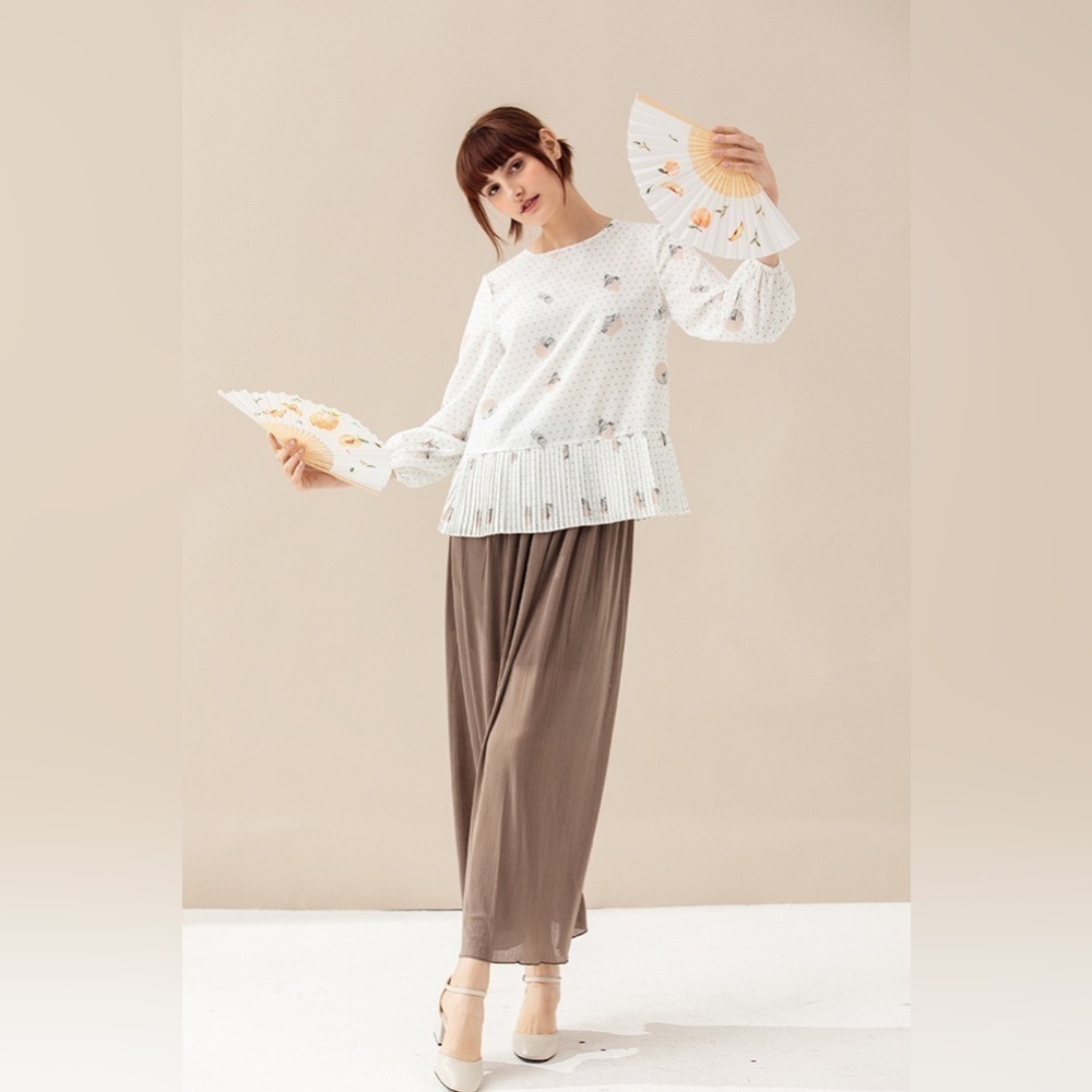 Miss Patina Ocean Whispering (Marble Confetti) 3/4 Sleeve Blouse Size L